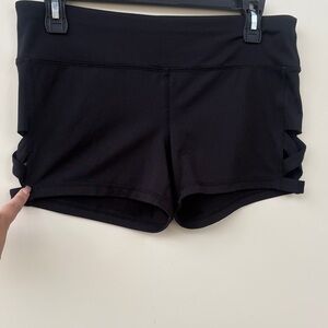 Material Girl Black Athletic Shorts with Side Strap Detail